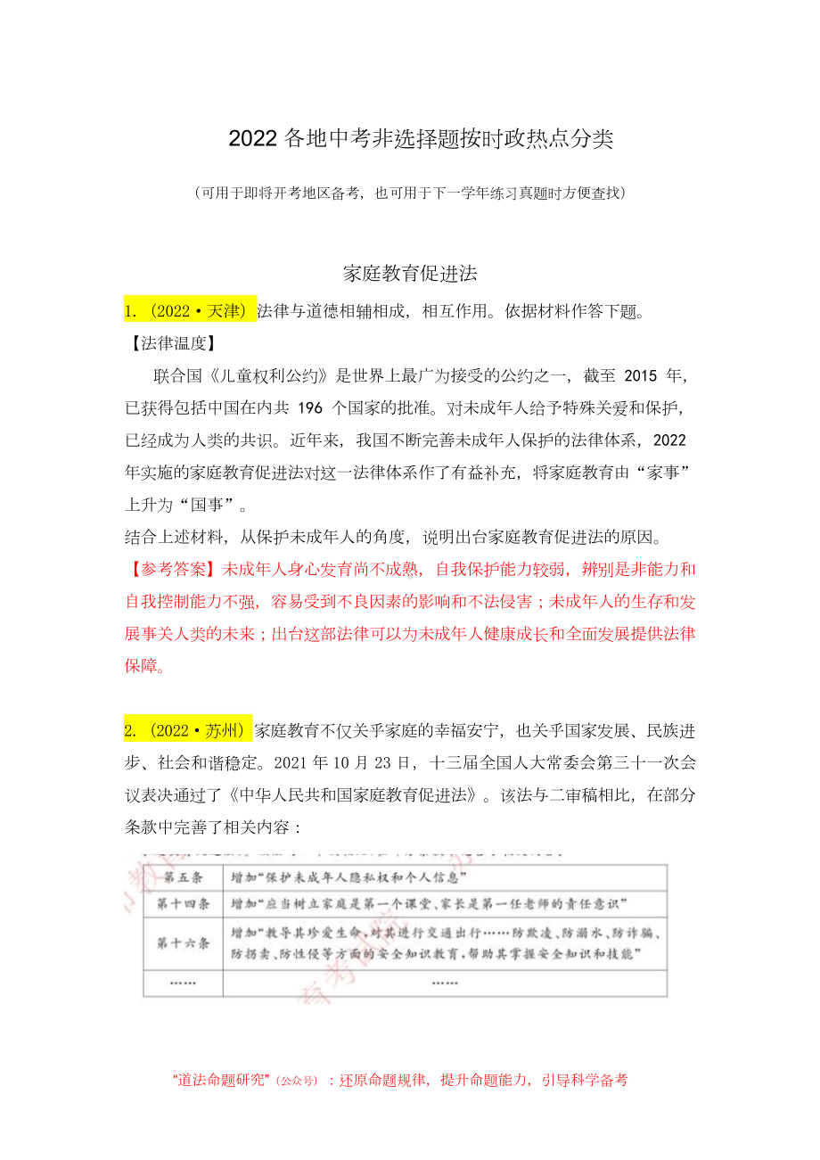 2022中考真题非选择题按时政热点分类.doc_第1页