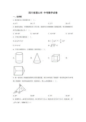 四川省眉山市 中考数学试题.docx