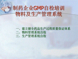 最新-制药企业GMP自检培训物料及生产管理系统-PPT精品课件.ppt