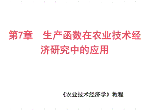 农业技术经济学-第7章-生产函数在农业技术经济的研究中的应用-精选课件.ppt