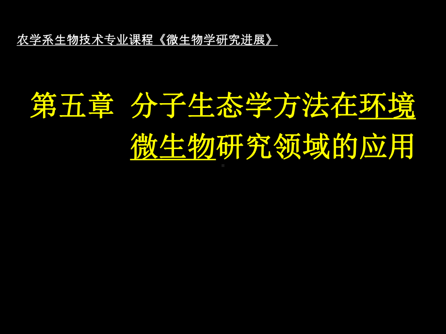 微生物研究进展chapter5-分子生态学方法在环境微生物研究领域的应用共39页PPT课件.ppt_第1页