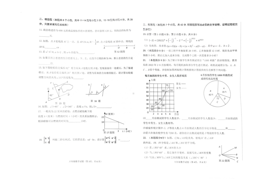 山东省东营市东营区（五四制）2021-2022学年六年级下学期期末考试数学试题.pdf_第2页