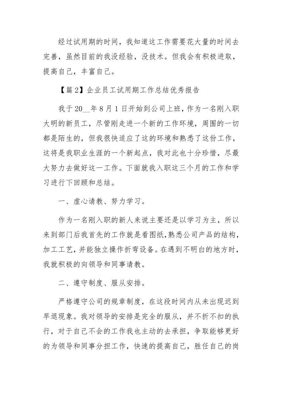 企业员工试用期工作总结优秀报告六篇.docx_第2页