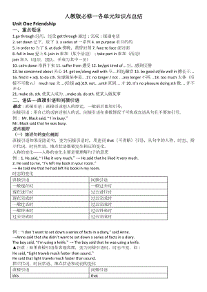 人教版高中英语必修一语法知识点总结以及必考单词.docx