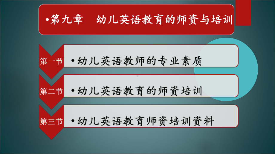 幼儿英语教育与活动指导第九章-幼儿英语教育的师资与培训-课件.ppt_第1页