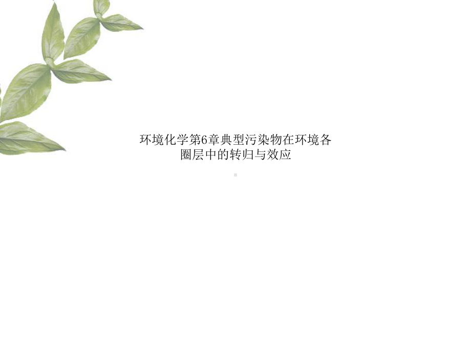 环境化学第6章典型污染物在环境各圈层中的转归与效应课件.ppt_第1页