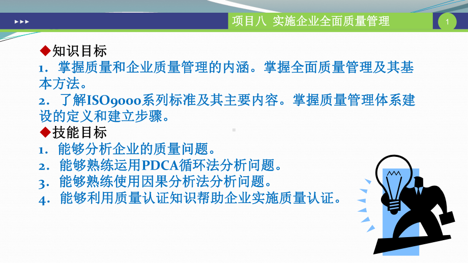 现代企业管理项目八-实施企业全面质量管理课件.pptx_第1页