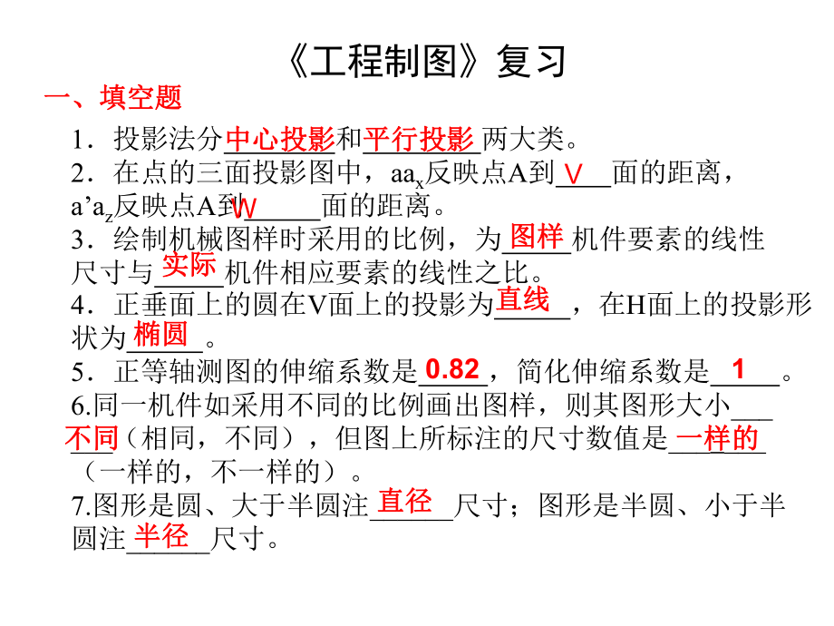 大一期末复习工程制图试题及答案页PPT课件.ppt_第1页