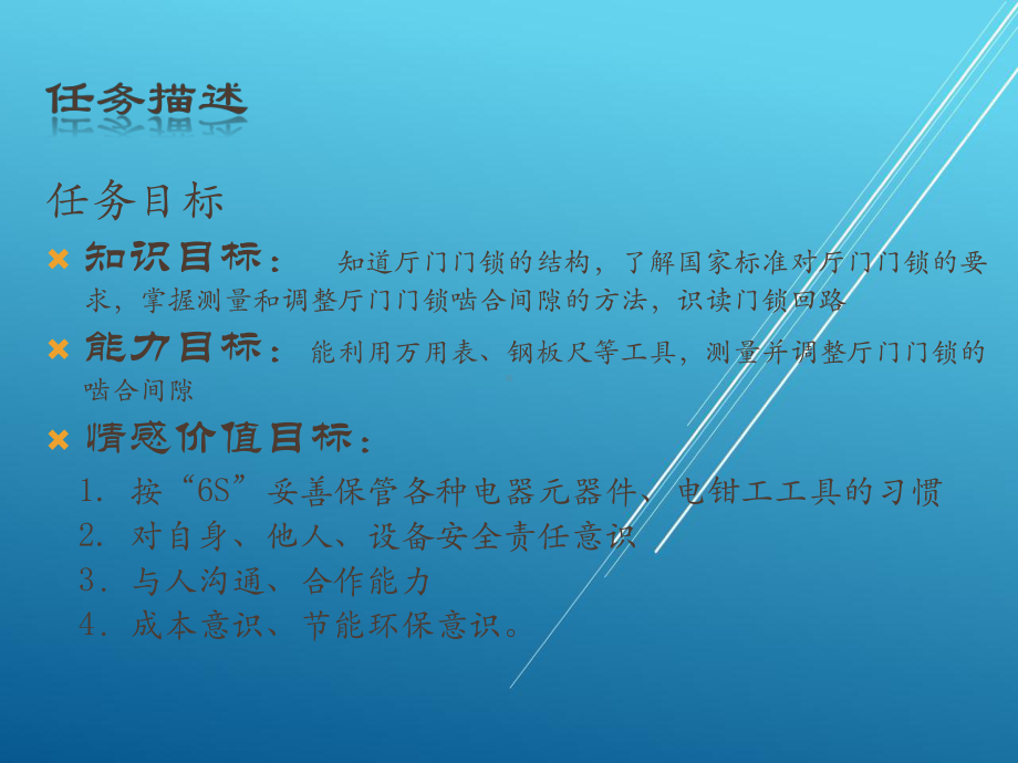 按照总体设计任务5-1厅门门锁啮合间隙的测量与调整课件.pptx_第2页