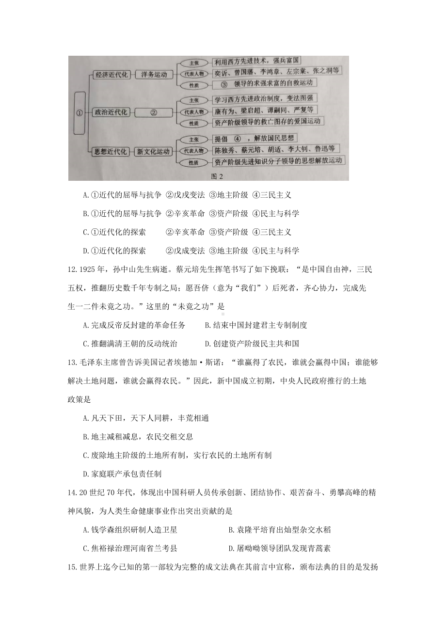 2022年四川省成都市中考历史真题（含参考答案）.docx_第3页