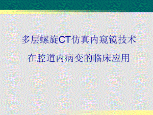 多层螺旋CT仿真内窥镜技术在腔道内病变的临床应用课件.ppt