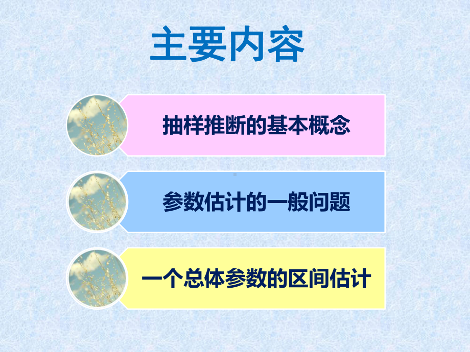 主要内容1样本与样本容量2抽样的组织方式3抽样方法4参数和统计课件.ppt_第2页