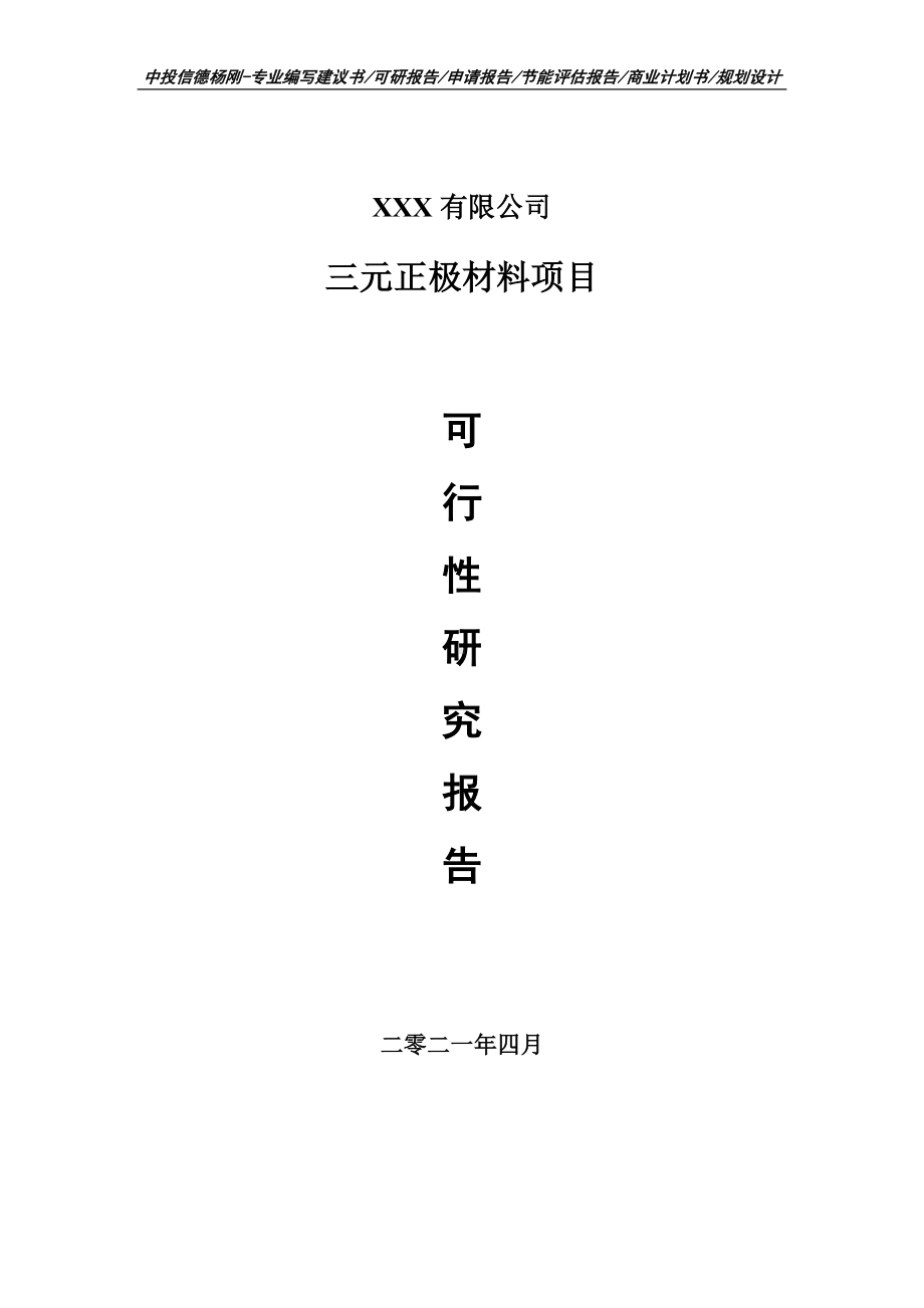 三元正极材料项目可行性研究报告建议书案例.doc_第1页