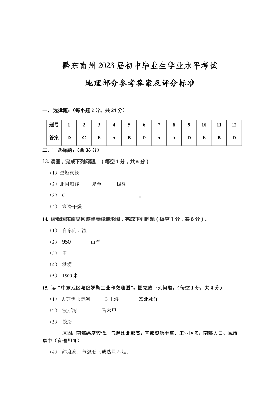 贵州省黔东南州2022年中考地理真题（含参考答案）.docx_第2页