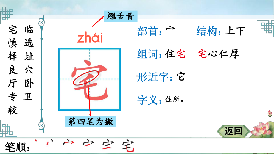 部编版四年级语文上册 11 蟋蟀的住宅 生字笔顺 课件(PPT14页).pptx_第2页