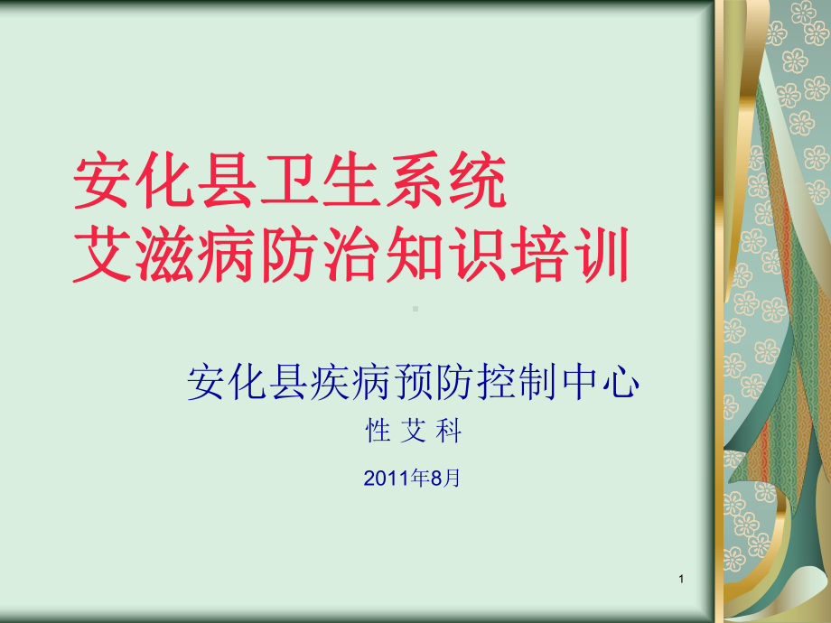 XXXX年8月份卫生系统艾防知识培训(共49张).pptx_第1页