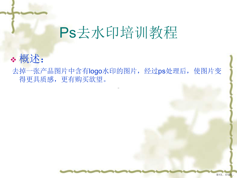 Ps去水印培训教程.ppt_第1页