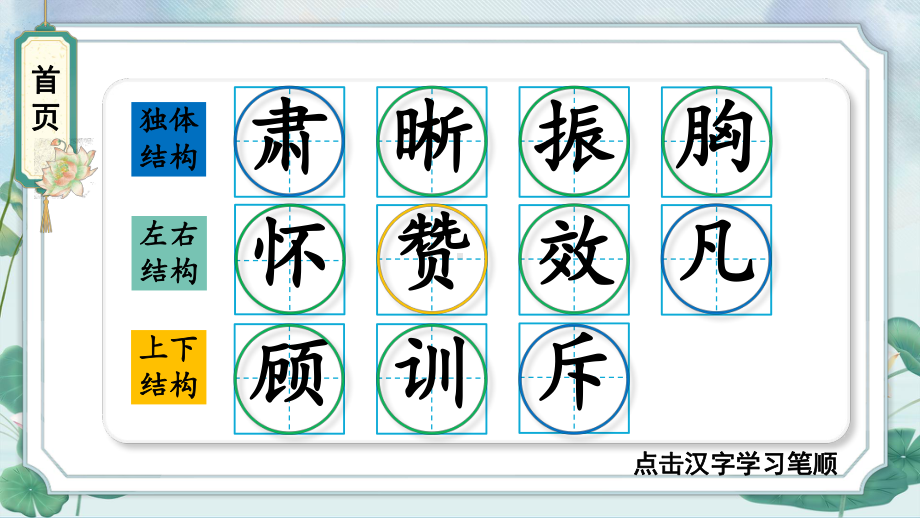 部编版四年级语文上册 22 为中华之崛起而读书 生字笔顺 课件(PPT12页).pptx_第1页