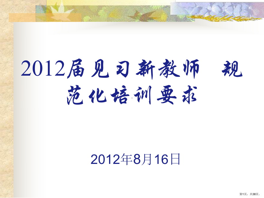 XXXX届新教师见习期培训要求.ppt_第1页