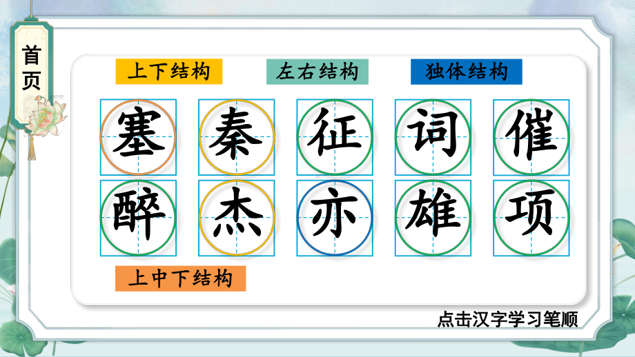 部编版四年级语文上册 21 古诗三首 生字笔顺 课件(PPT11页).pptx_第1页