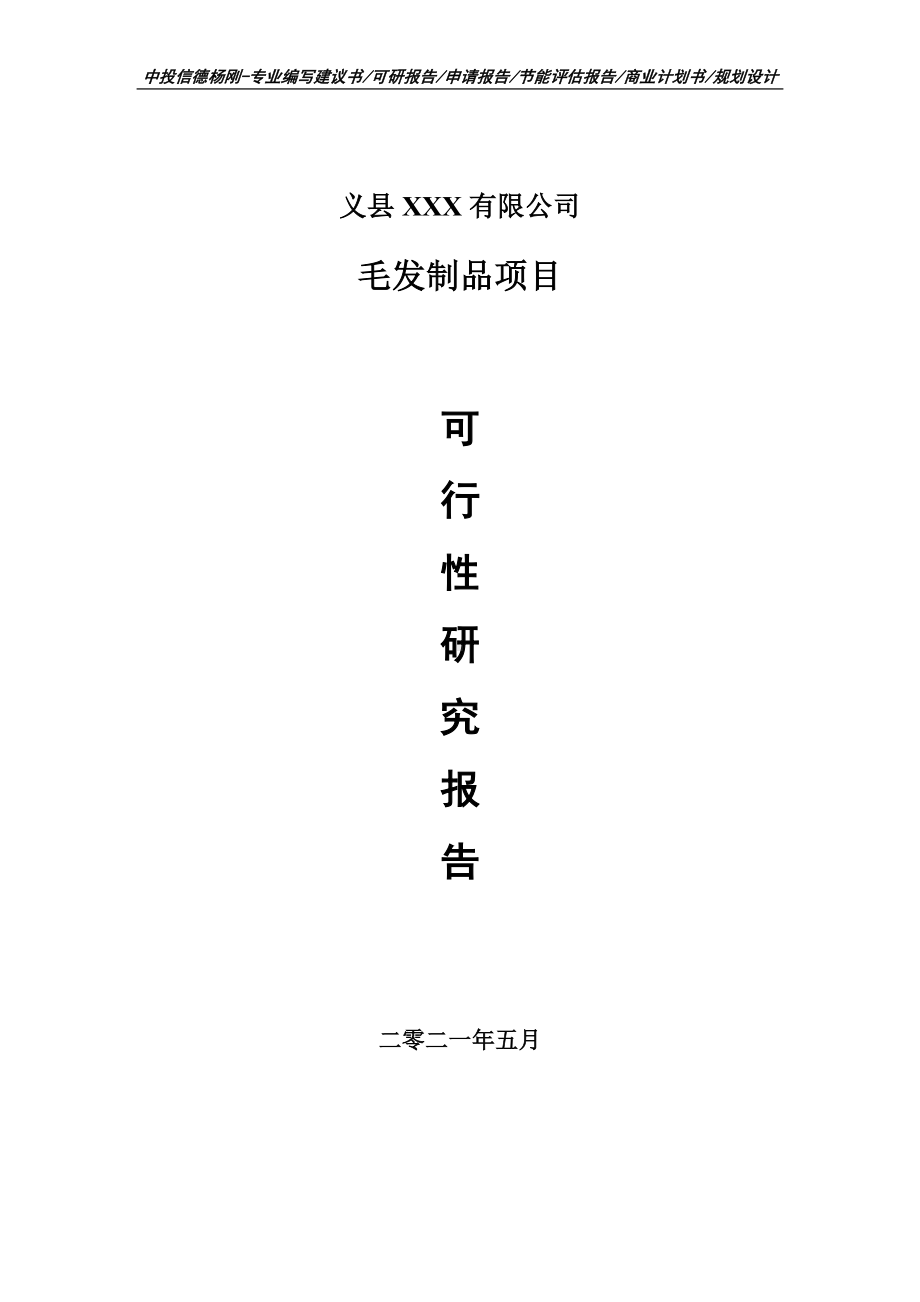 毛发制品项目可行性研究报告建议书案例.doc_第1页