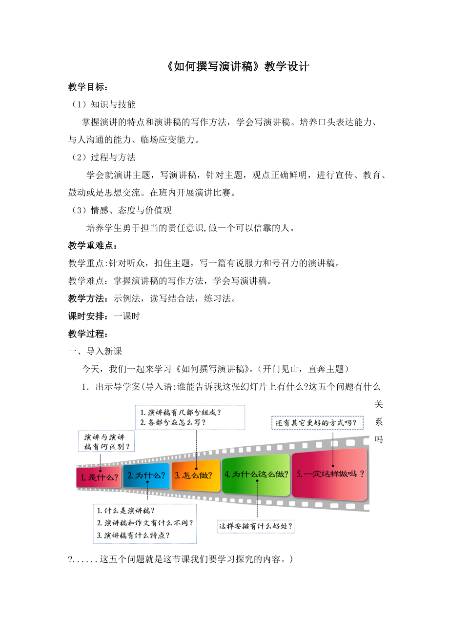 部编版九年级初三语文上册《如何撰写演讲稿》优秀教学设计+课件+教学反思（定稿）.zip