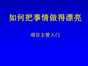 项目主管入门-如何把事情做漂亮 课件.ppt