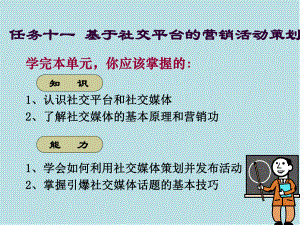 网络营销实务任务十一基于社交平台的营销活动策划课件.ppt