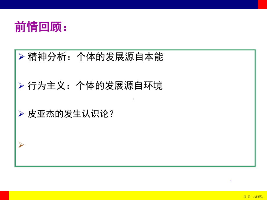 发展心理学皮亚杰认知PPT演示课件(PPT 53页).pptx_第1页