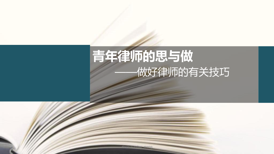 （培训课件）青年律师的思与做-做好律师的有关技巧-PPT精品.ppt_第1页