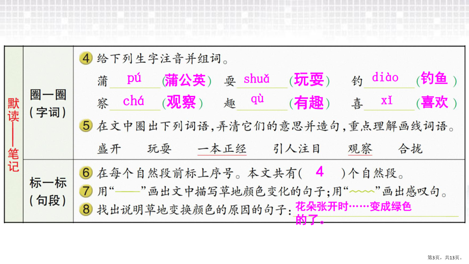 部编版三年级上册语文 16 金色的草地 公开课课件 2(PPT 13页).pptx_第3页