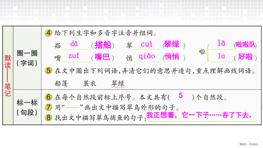 部编版三年级上册语文 15 搭船的鸟 公开课课件 2(PPT 13页).pptx_第3页