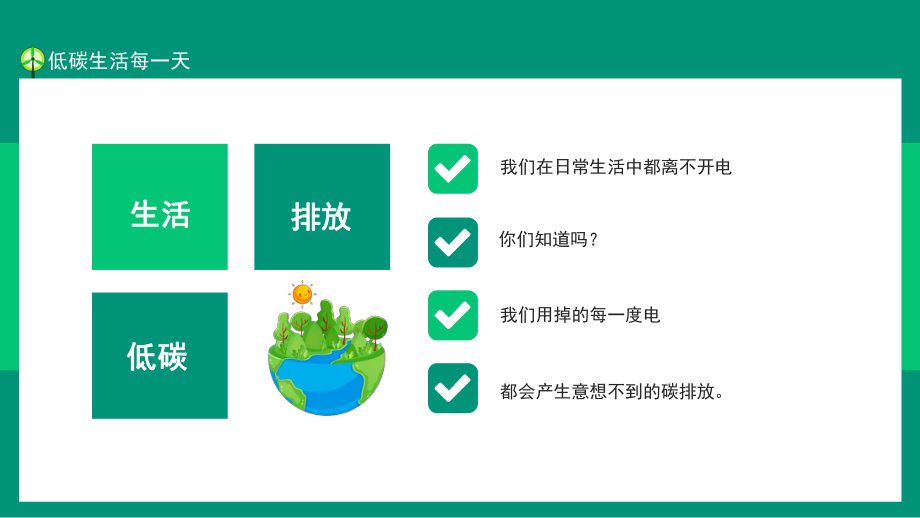 减少我们的碳排放低碳生活每一天动态PPT模板.pptx_第3页