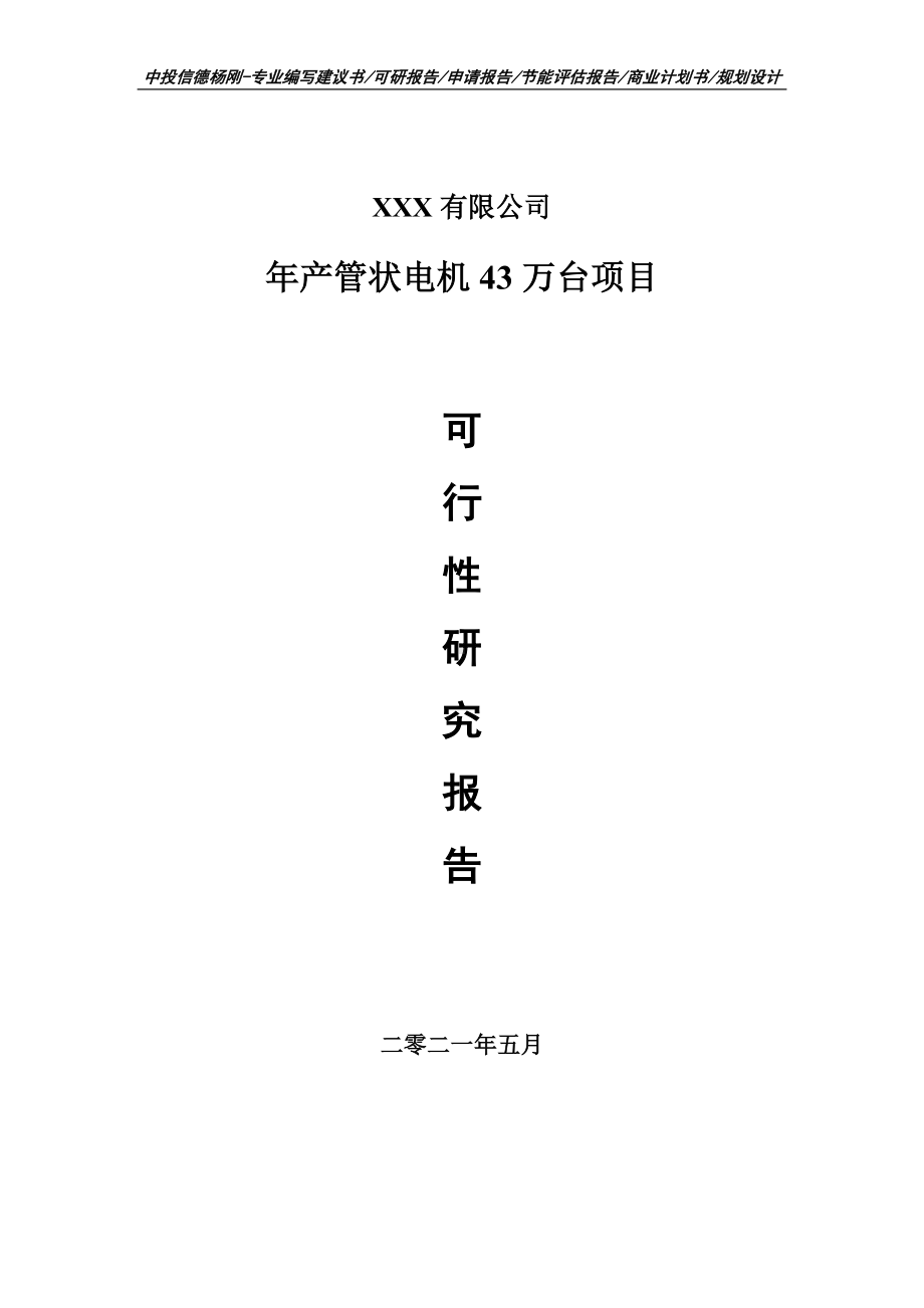 年产管状电机43万台可行性研究报告建议书.doc_第1页