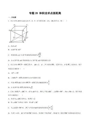 高考数学复习专题28《体积法求点面距离》讲义及答案.docx