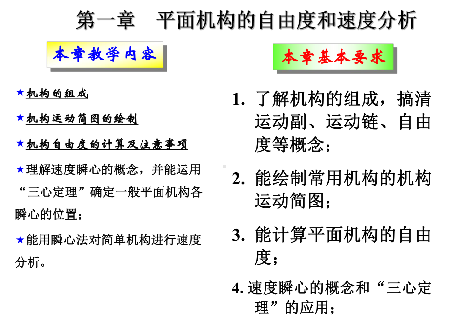 平面机构的自由度和速度分析课件.ppt_第1页