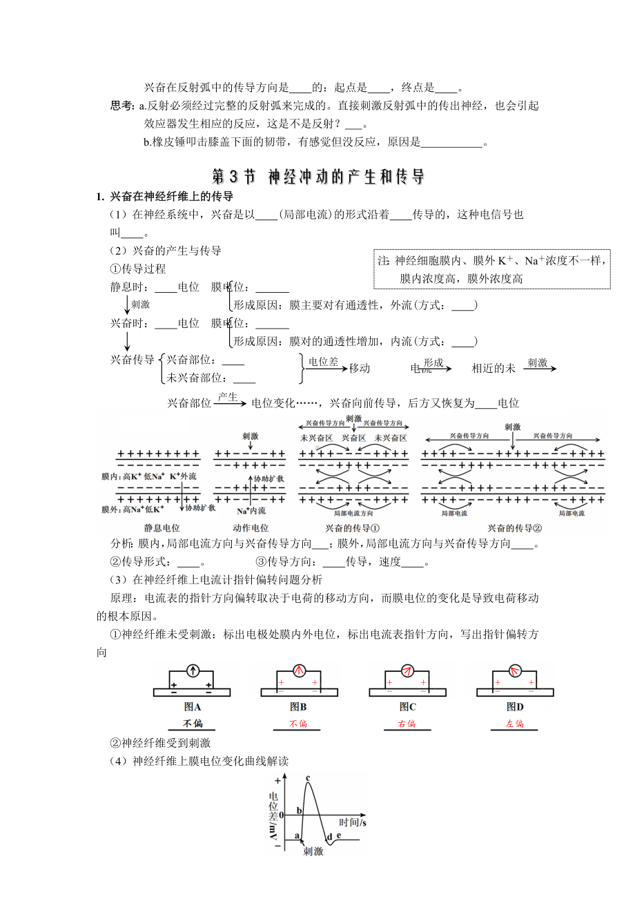 （新教材人教2019版）高中生物选择性必修1全册必背知识点（填空版+背诵版）.docx_第3页