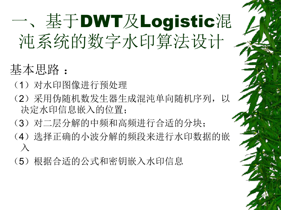 基于DWT及Logistic混沌系统的数字水印算法设计.ppt_第3页