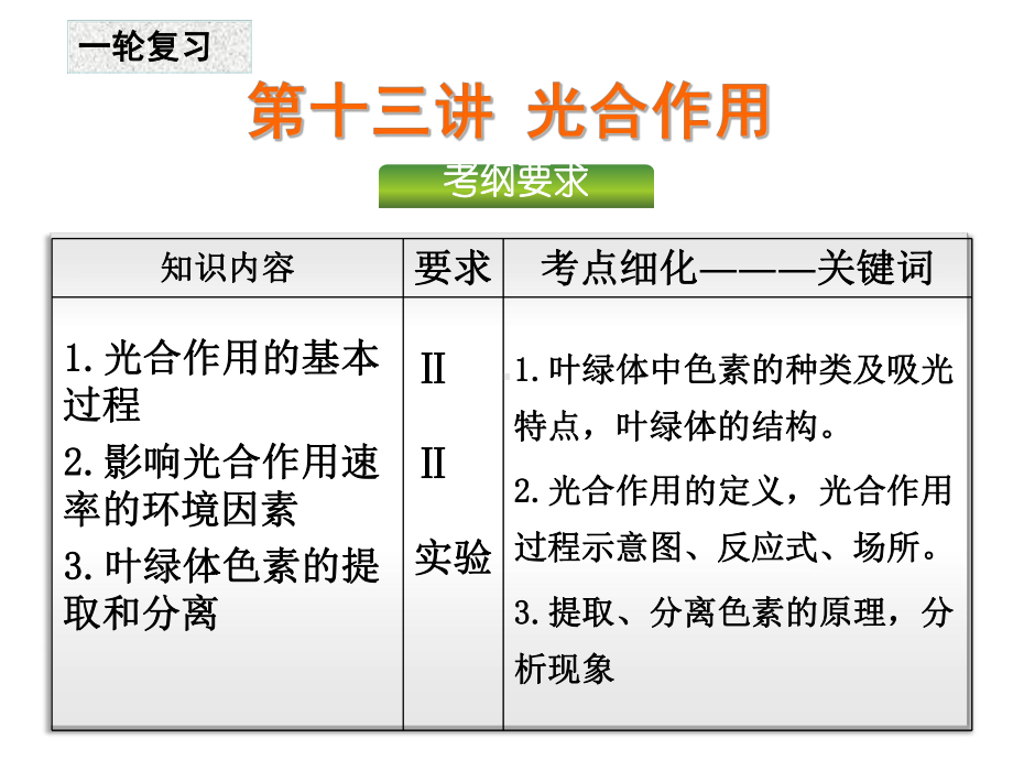 第13讲光合作用(一轮复习)课件.ppt_第1页