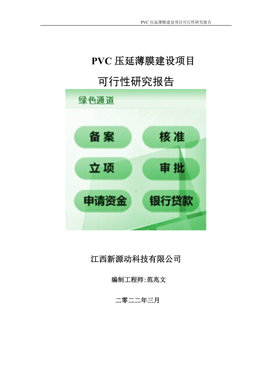 PVC压延薄膜项目可行性研究报告-申请建议书用可修改样本.doc_第1页