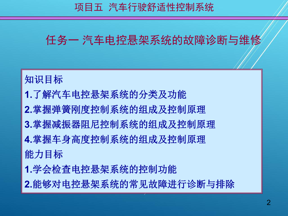 汽车电子控制技术项目五-汽车行驶舒适性控制系统课件.ppt_第2页