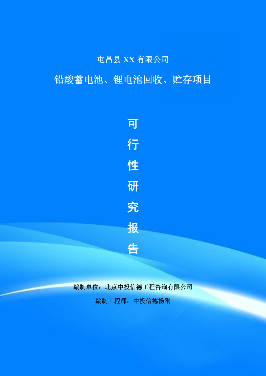 铅酸蓄电池、锂电池回收、贮存可行性研究报告建议书案例.doc_第1页