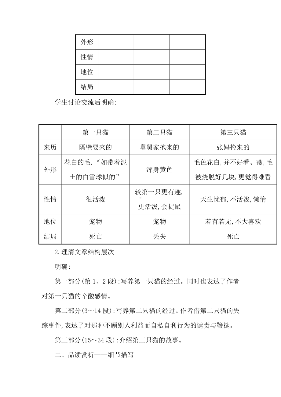 部编版七年级初一语文上册《猫》教案定稿（校级公开课）.doc_第2页