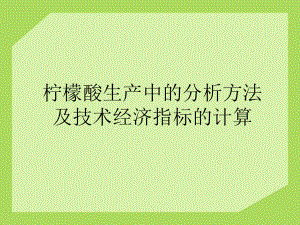 柠檬酸发酵分析及经济技术指标计算课件.ppt