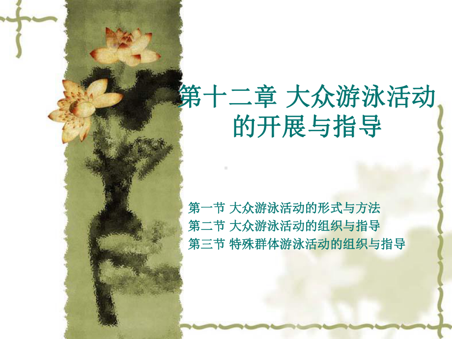 第十二章大众游泳活动的开展与指导课件.ppt_第1页