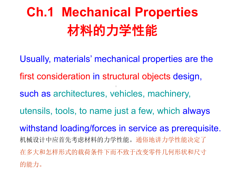 材料性能-Ch1-Uniaxial-Mechanical-Properties讲解课件.ppt_第1页