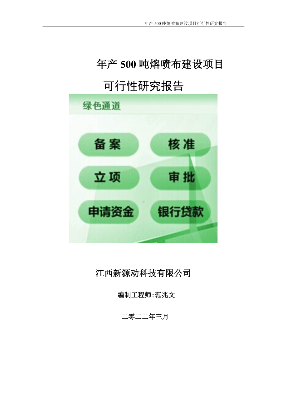 年产500吨熔喷布项目可行性研究报告-申请建议书用可修改样本.wps_第1页