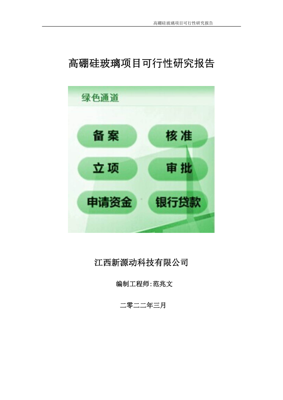 高硼硅玻璃项目可行性研究报告-申请建议书用可修改样本.wps_第1页