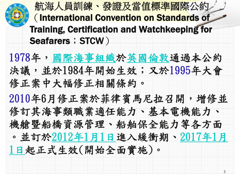 航海人员训练发证及当值标准国际公约STCW课件.ppt_第3页