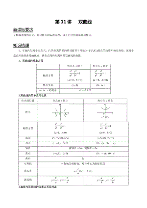 （新高二暑假讲义12讲）第11讲 双曲线 试卷.docx